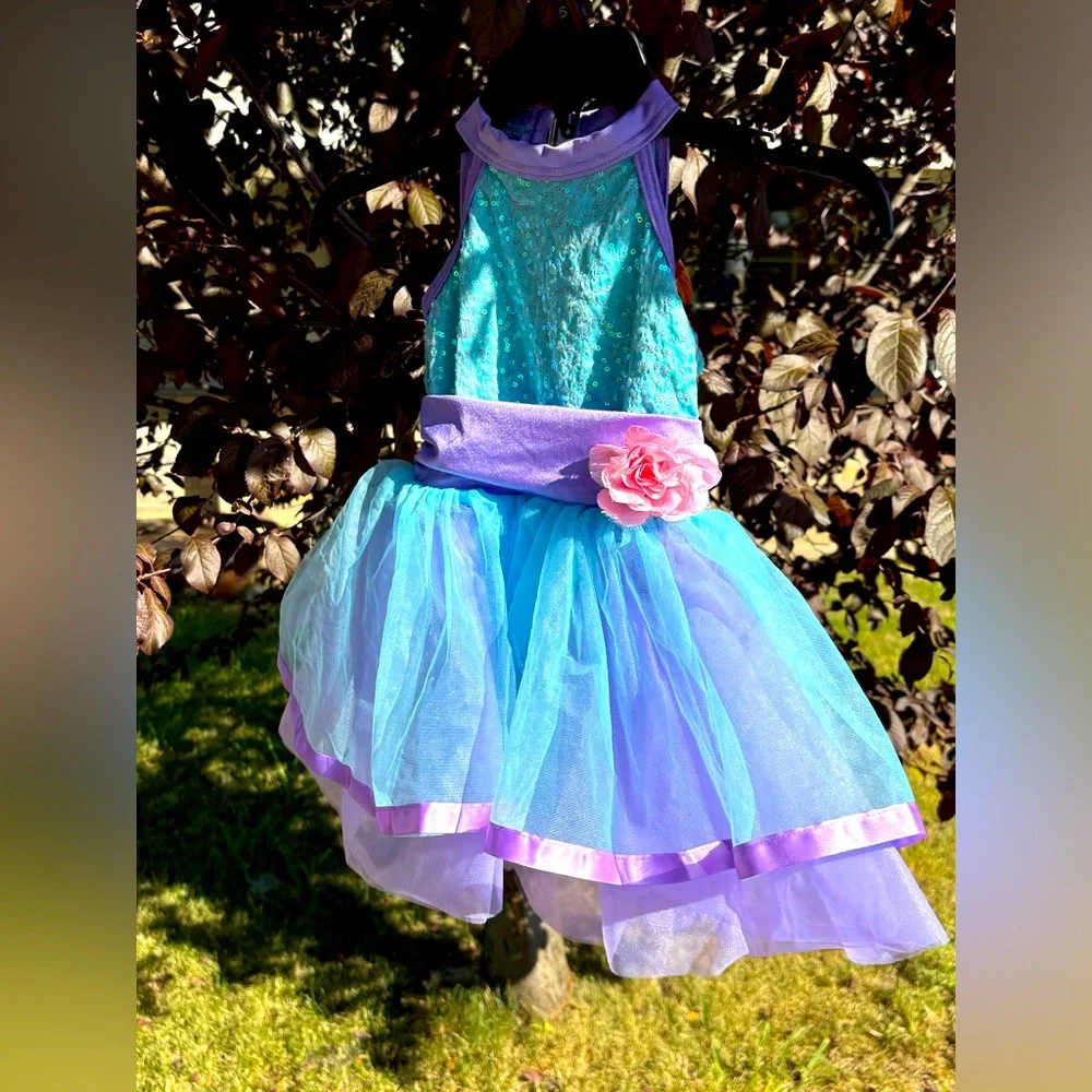 Ballet Dance Costume XS Aqua/Purple